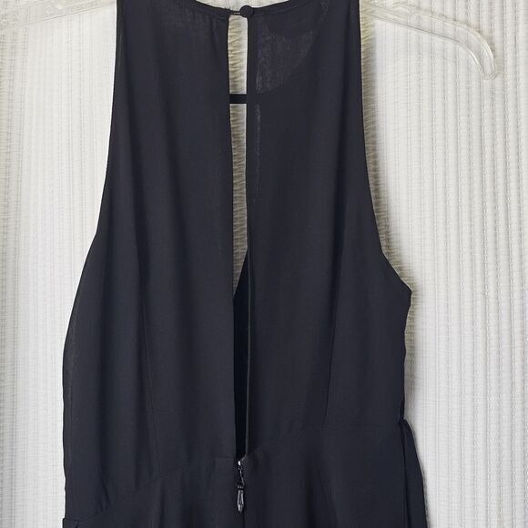 BEBE Black Tiered Dress Size 00 Halter Neck Chiffon Lined Cocktails Dinner Party - Picture 4 of 14